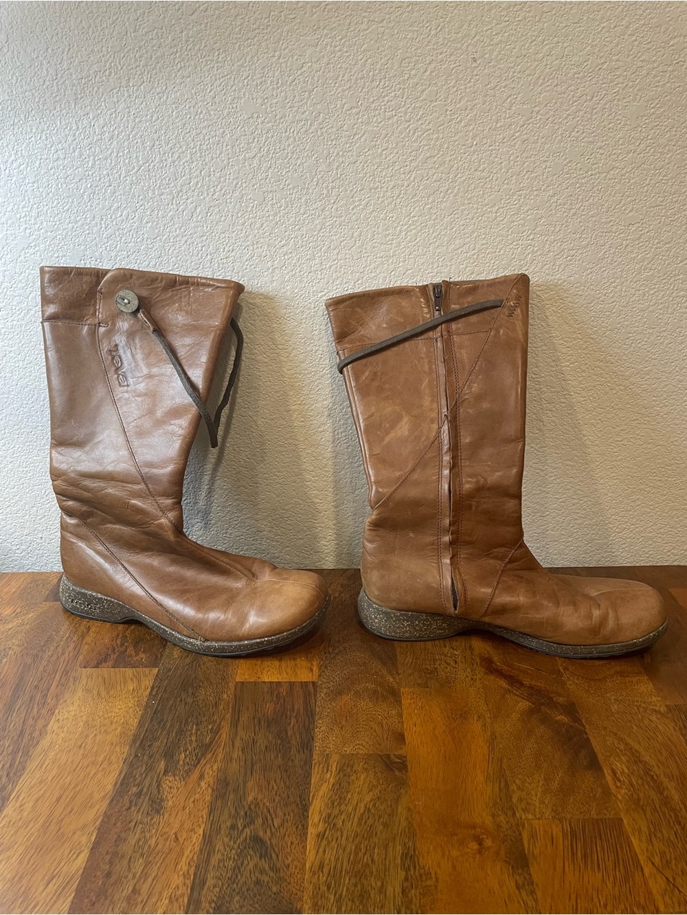 Teva Women's Brown Mid-Calf Leather Zip Boots